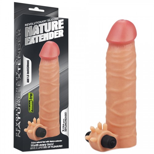 Насадка на пенис с вибрацией Lovetoy Revolutionary Silicone Nature Extender + 4 см