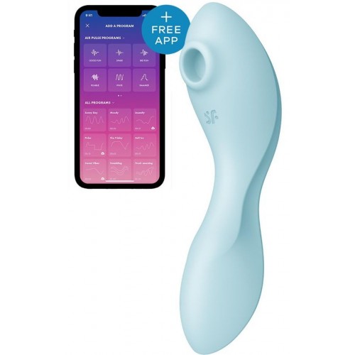 Вакуумный смарт-стимулятор для клитора и точки G Satisfyer Curvy Trinity 5+ голубой