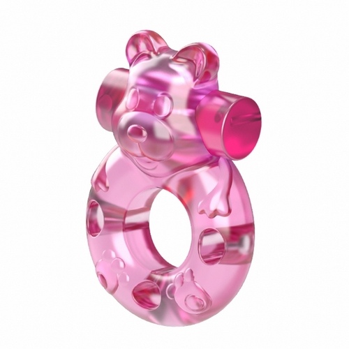 Эрекционное виброкольцо с презервативом Baile Pink Bear