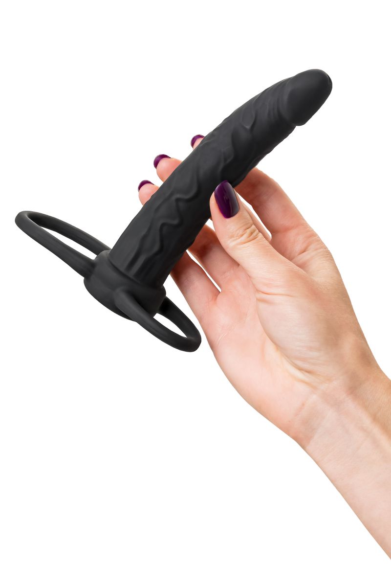 Насадка на пенис для двойного проникновения Black&Red by TOYFA, чёрный, 16,5 см