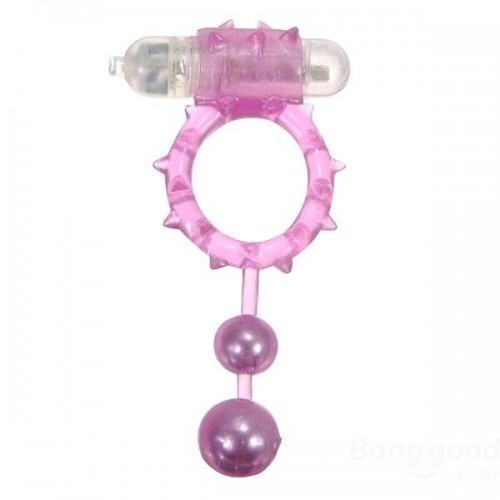 Эрекционное кольцо Nlonely с вибрацией Ball Banger Cock Ring 2 balls + Vibe фиолетовое