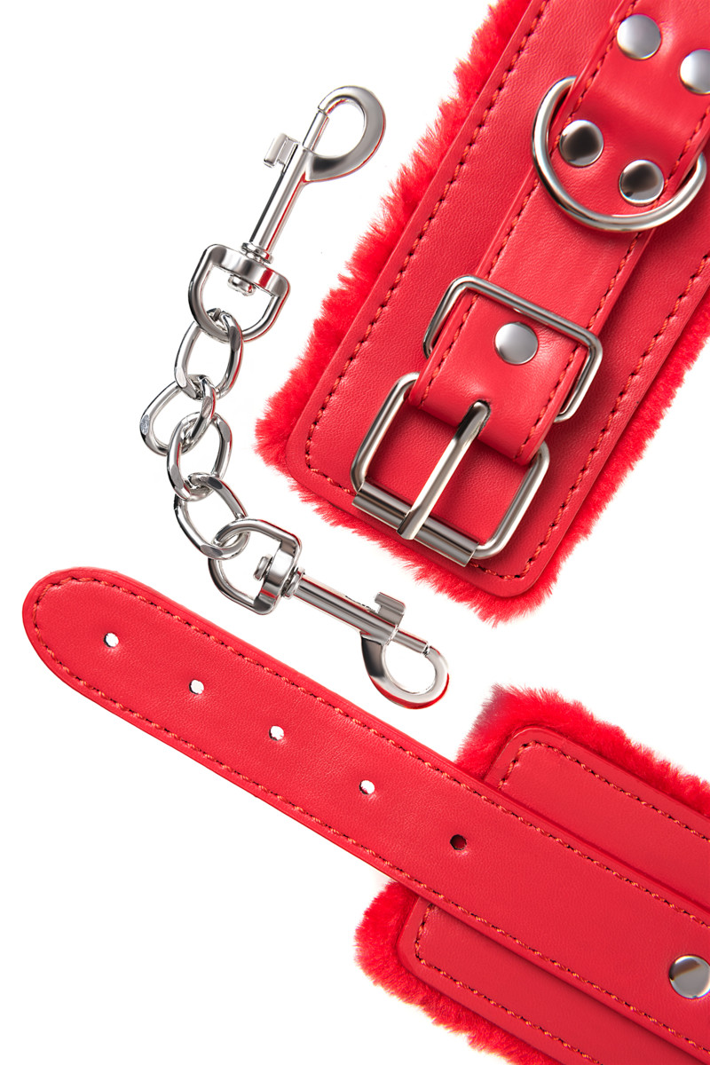 Наручники Toyfa Anonymo 0105, PU кожа, красные, 27 см