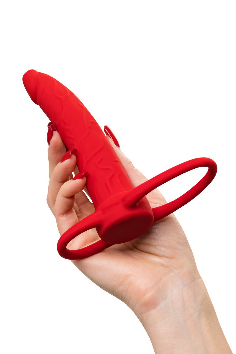 Насадка на пенис для двойного проникновения Black&Red by TOYFA, красный, 16,5 см