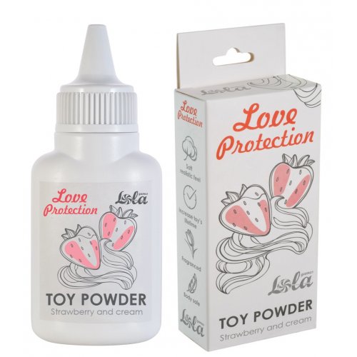 Пудра для игрушек Lola Toys Love Protection с ароматом клубники со сливками 30 гр