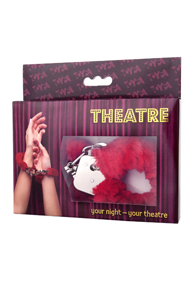 Наручники TOYFA Theatre, меховые, красные, 28 см