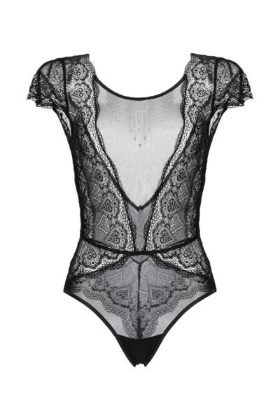 Боди со стразами Candy Girl Delight, чёрное, XL