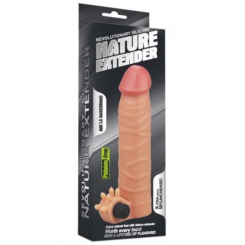 Насадка на пенис с вибрацией Lovetoy Revolutionary Silicone Nature Extender + 4 см