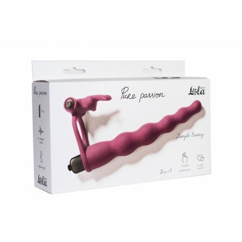 Вибронасадка Lola Toys для двойного проникновения Pure Passion Jungle Bunny бордовая