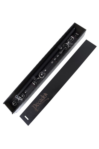 Бондажный набор Pecado BDSM, распорка, наручники, оковы, натуральная кожа, черный