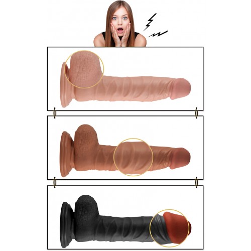 Фаллоимитатор Lovetoy с вибрацией на присоске кофейный Real Extreme Large 8.5”
