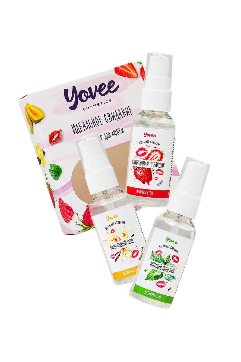 Набор гелей-смазок Yovee для любви, вкусовые (клубника+мята+ваниль), 3х50 мл