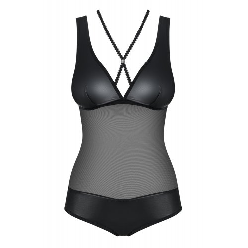 Сексуальное черное боди Obsessive из материала Wet Look Leatheria L/XL Сексуальное черное боди Obsessive из материала Wet Look Leatheria L/XL