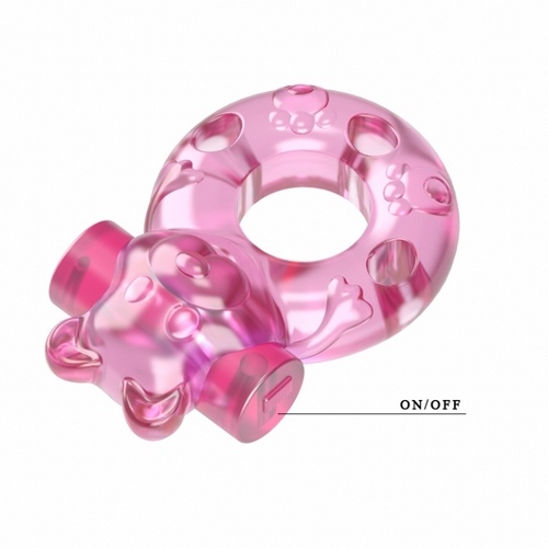 Эрекционное виброкольцо с презервативом Baile Pink Bear