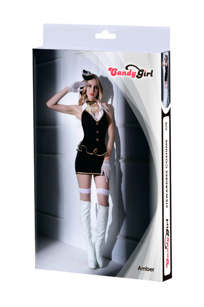 Костюм стюардессы Candy Girl Amber, черно-белый, OS