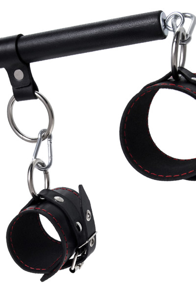 Бондажный набор Pecado BDSM, распорка, наручники, оковы, натуральная кожа, черный