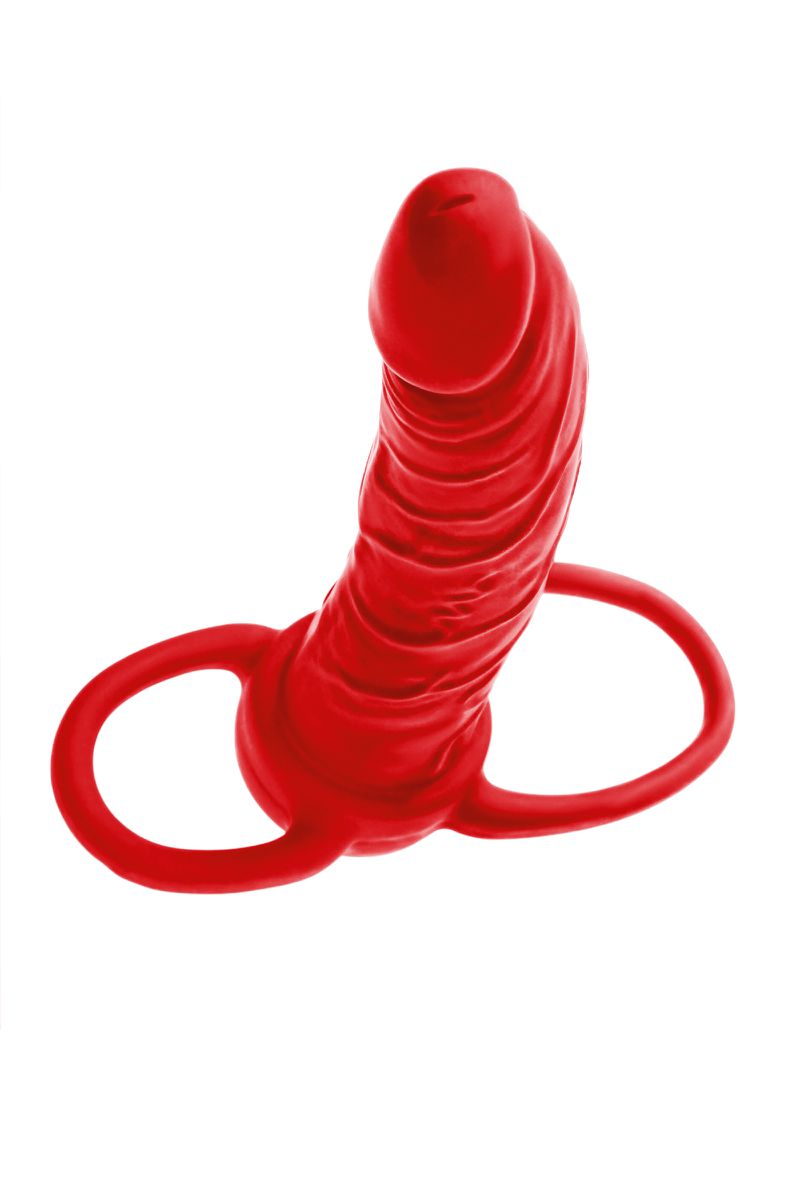 Насадка на пенис для двойного проникновения Black&Red by TOYFA, красный, 16,5 см