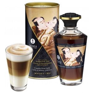 Разогревающее массажное масло Shunga Creamy Love Latte c ароматом сливочного латте 100 мл