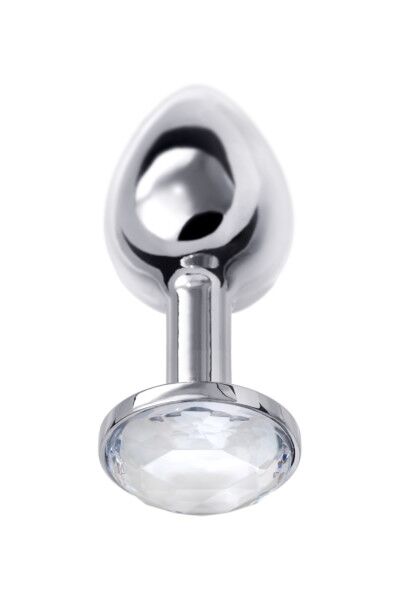 Анальная втулка Metal by TOYFA, металл, серебристая, с белым кристаллом, 7,5 см