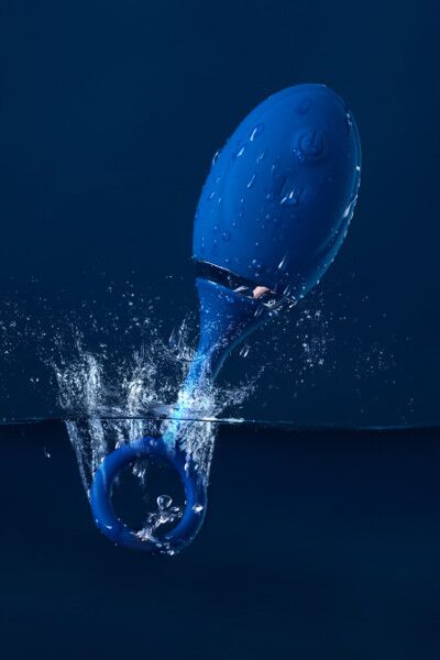 Анальная вибровтулка O'Play Toyfa Wave с пультом ДУ, силикон, синий, 15,5 см.