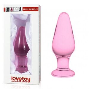 Анальная пробка из стекла розовая Lovetoy Glass Romance 10 см