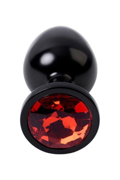 Анальный страз Metal by TOYFA, металл, черный, с кристалом цвета рубин 8,2 см