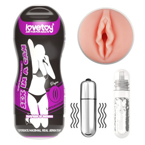 Мастурбатор Lovetoy в колбе с вибрацией SEX IN A CAN Vibrating Vagina Stamina Tunnel