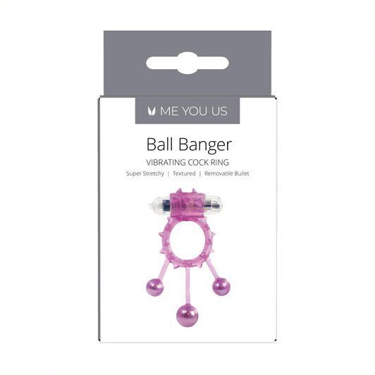 Эрекционное кольцо с вибропулей и металлическими шариками Ball Banger Me You Us
