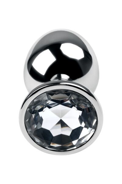 Анальная втулка Metal by TOYFA, серебряная, с кристаллом цвета алмаз, 9,2 см
