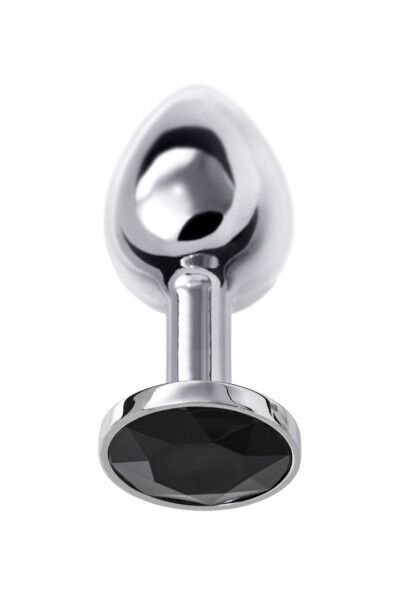 Анальная втулка Metal by TOYFA, металл, серебристая, с черным кристаллом, 7,5 см