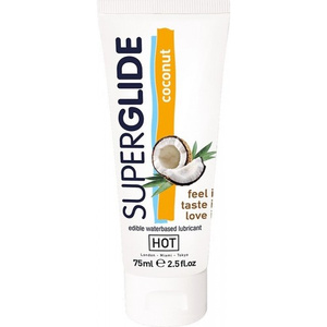 Cъедобный лубрикант HOT на водной основе с ароматом кокоса Superglide 75 мл