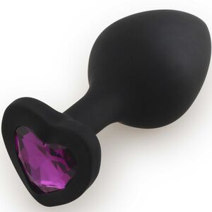 Анальная пробка Play Secrets Silicone Butt Plug Heart Shape Medium, черный/фиолетовый