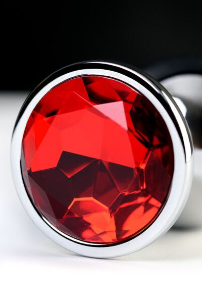 Анальная втулка TOYFA 717012-9, металл, с красным кристаллом, 9,5 см