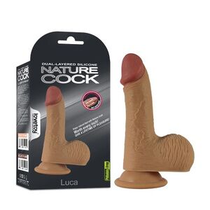 Фаллос Lovetoy на присоске с мошонкой Dual-layered Silicone Nature Cock "Luca" мулат