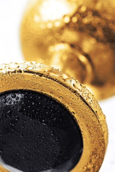 Анальная втулка Metal by TOYFA, золотая, с чёрным кристаллом, 10 см