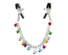 Зажимы для сосков Kissexpo на крупной цепочке с разноцветными бубенчиками