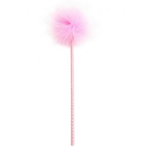 Розовый перьевой тиклер Kissexpo с атласной ручкой 34 см
