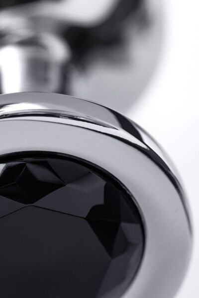 Анальная втулка Metal by TOYFA, серебристая, с черным кристаллом, 10 см