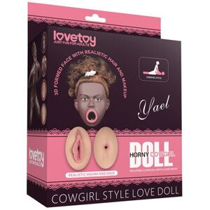 Кукла-мулатка Lovetoy Yael в позе наездницы с открытым ротиком и большой грудью Cowgirl Style Love Doll