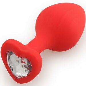 Анальная пробка Play Secrets Silicone Butt Plug Heart Shape Medium, красный/прозрачный