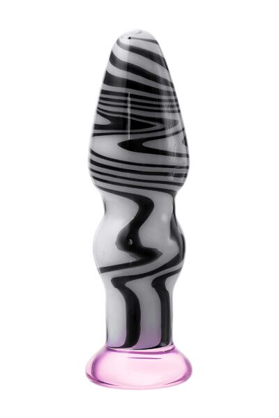 Анальная втулка Sexus Glass, стекло, бело-черная, 12,5 см