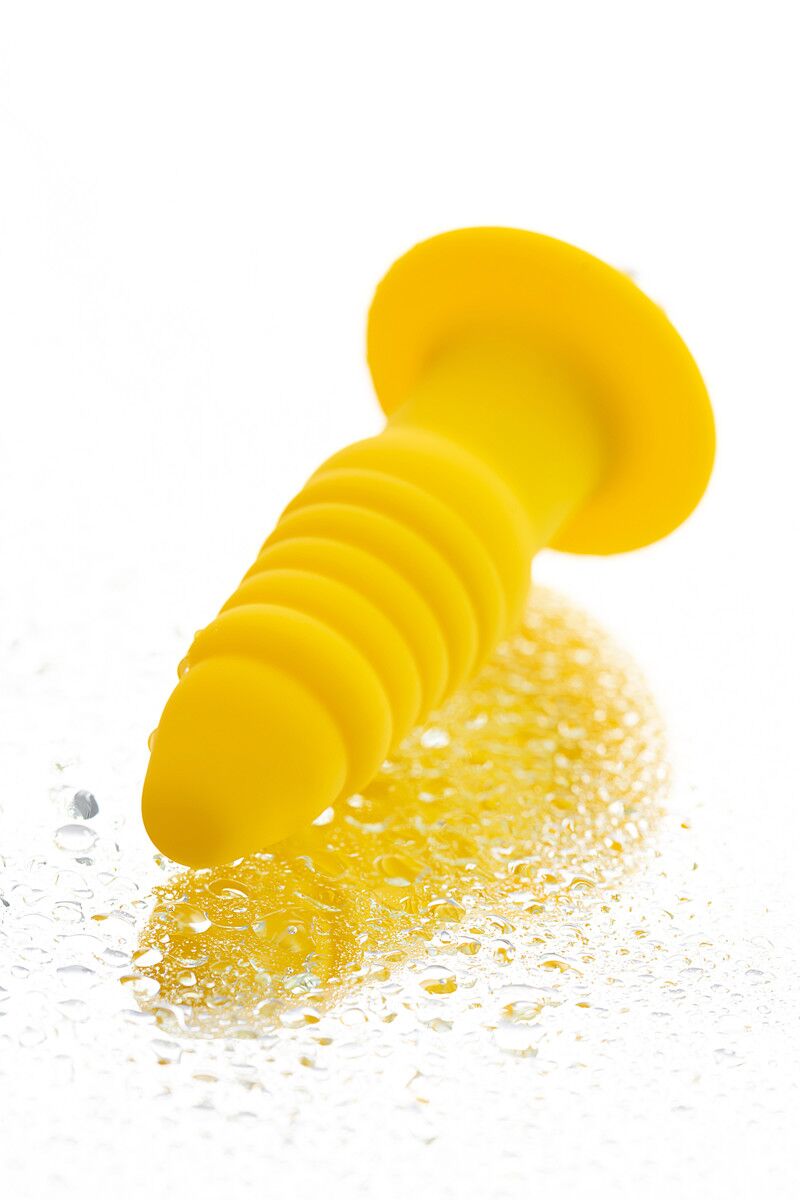 Анальная вибровтулка Штучки-дрючки, силикон, желтая, 11 см