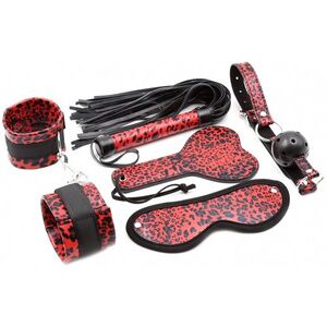 Черно-красный леопардовый БДСМ набор Kissexpo