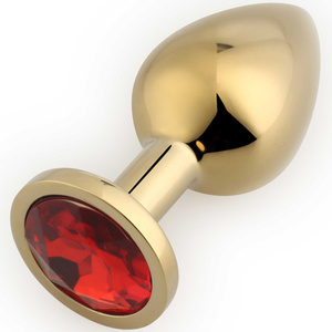 Анальная пробка Play Secrets Metal Rosebud Butt Plug Medium, золотой/красный