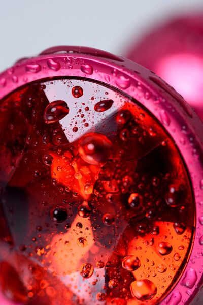 Анальный страз, TOYFA Metal, красный, с кристаллом цвета рубин, 7,2 см