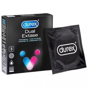 Презервативы Durex №3 Dual Extase (рельефные с анестетиком)