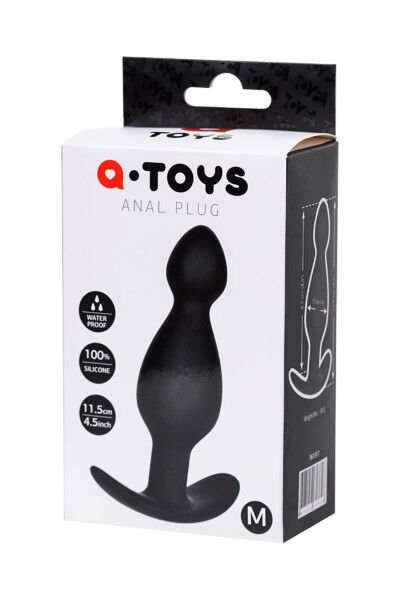 Анальная пробка A-Toys by TOYFA размера M, черная, 11,5 см