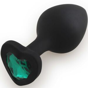 Анальная пробка Play Secrets Silicone Butt Plug Heart Shape Medium, черный/темно-зеленый
