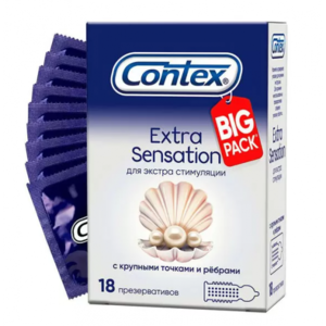 Презервативы Contex №18 Extra Sensation (с крупными точками и ребрами)