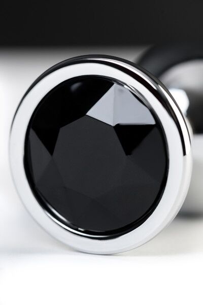 Анальная втулка Metal by TOYFA, с чёрным кристаллом, 8,1 см