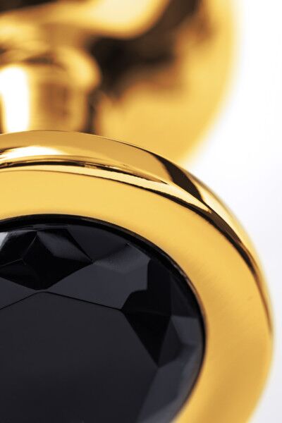 Анальная втулка Metal by TOYFA, золотая, с чёрным кристаллом, 10 см